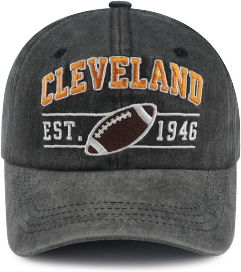 Terojnkl Embroidered City Football Hat for Men Women, Adjustable Unisex Cotton Fans Baseball Cap - Image 1